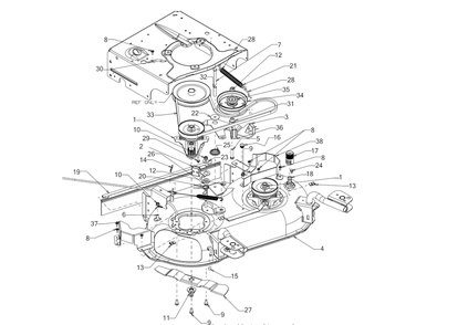 Deck Assembly Diagram and Parts List for CC600 (12ACW6M9710)(2020) Cub Cadet Lawn Mower